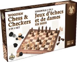 // ENSEMBLE 2 EN 1 - JEUX D'ÉCHECS ET DE DAMES EN BOIS